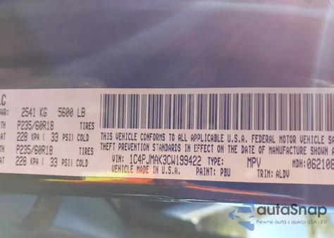 2012 Jeep Liberty Sport из США, поврежденный, VIN 1C4PJMAK3CW199422